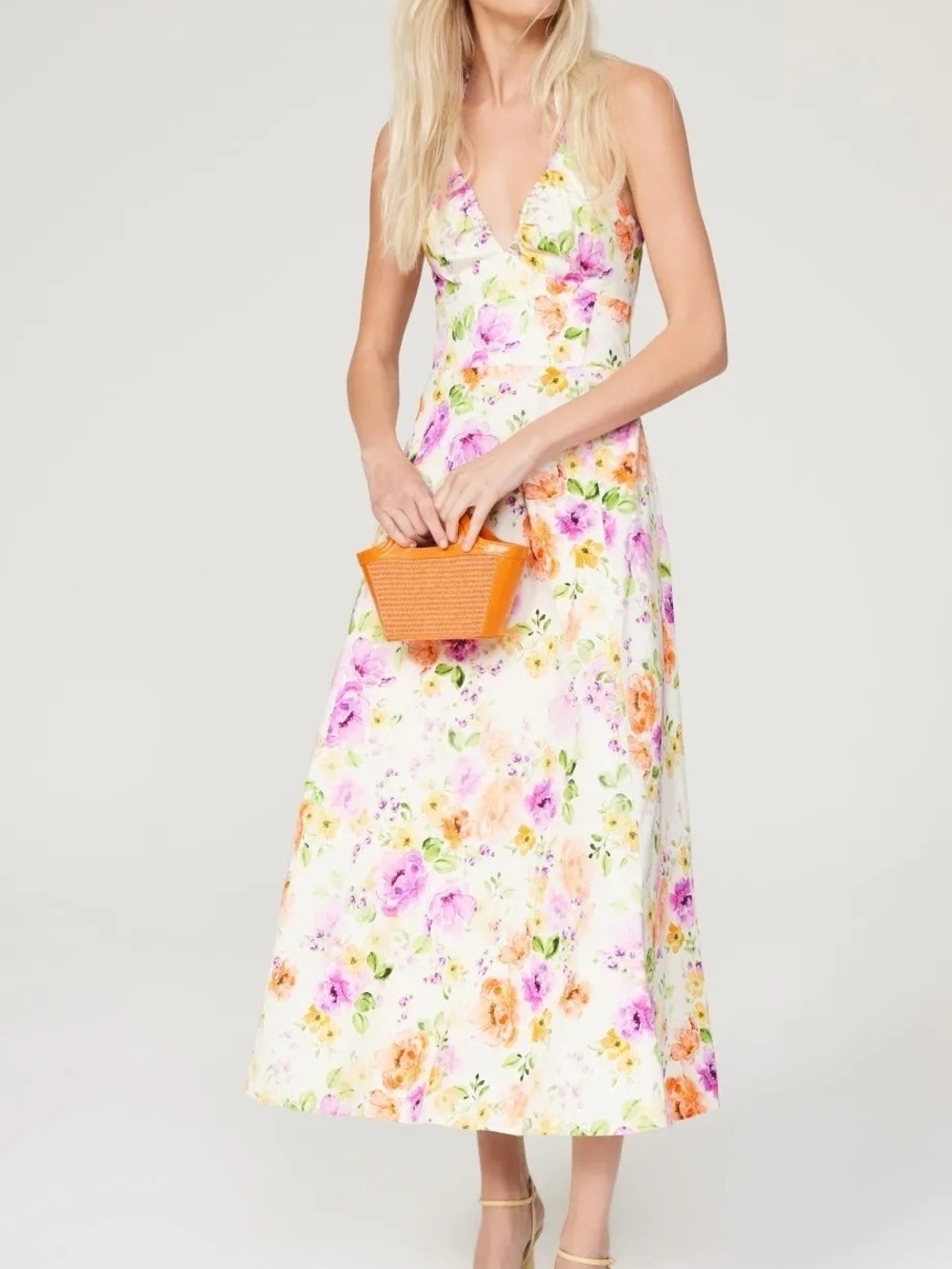 Favorite Daughter Halting Traffic Maxi Dress in White with Pink & Orange Flowers